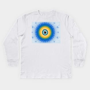 Yellow and blue Mandelbrot fractal Kids Long Sleeve T-Shirt